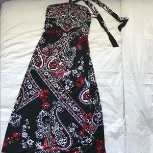 Full length maxi dress- black, white, red